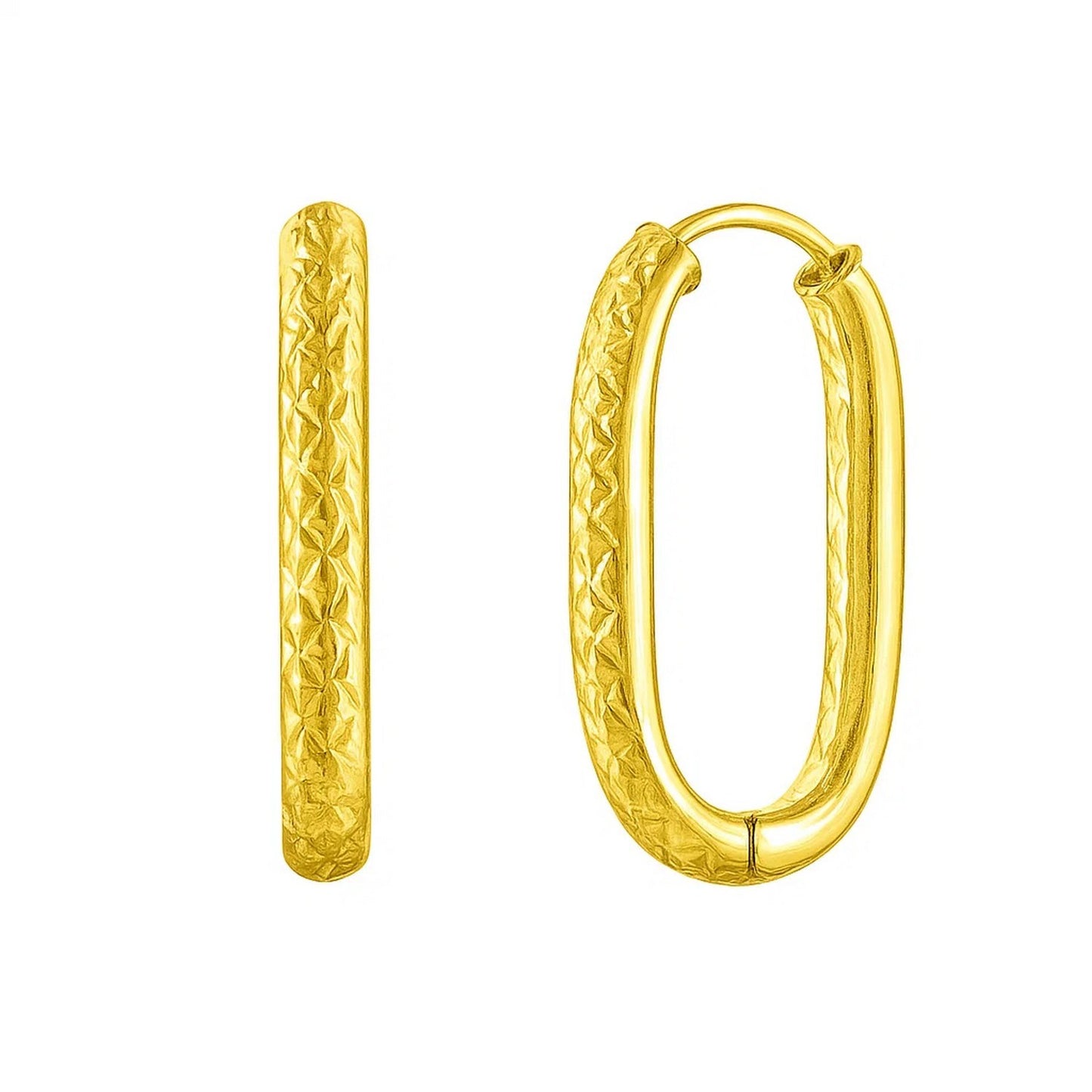 Endless Engraved Paperclip Hoop Earrings in 14K Yellow Gold