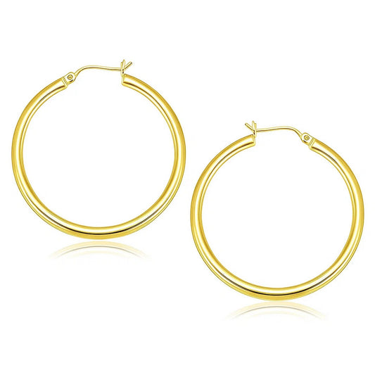 14k Yellow Gold Polished Hoop Earrings (3x40mm)