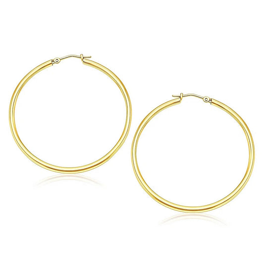 14k Yellow Gold Polished Hoop Earrings (2x40mm)
