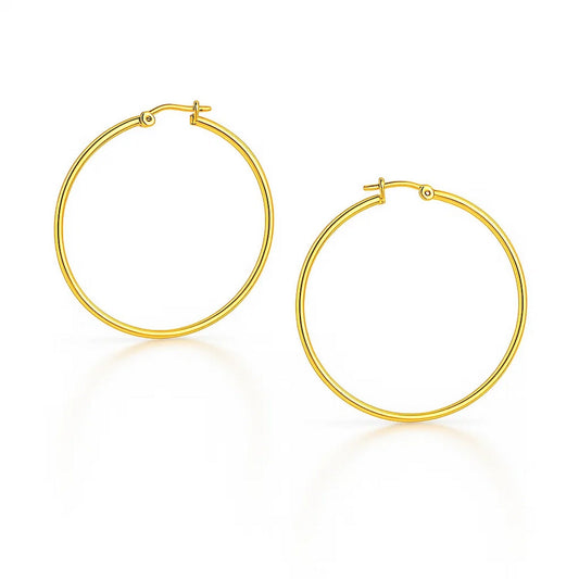 14k Yellow Gold Polished Hoop Earrings (3x25mm)