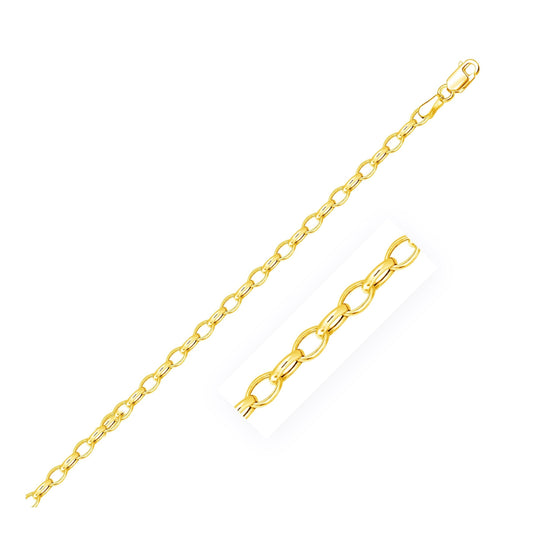 14k Yellow Gold Oval Rolo Bracelet (3.20 mm)