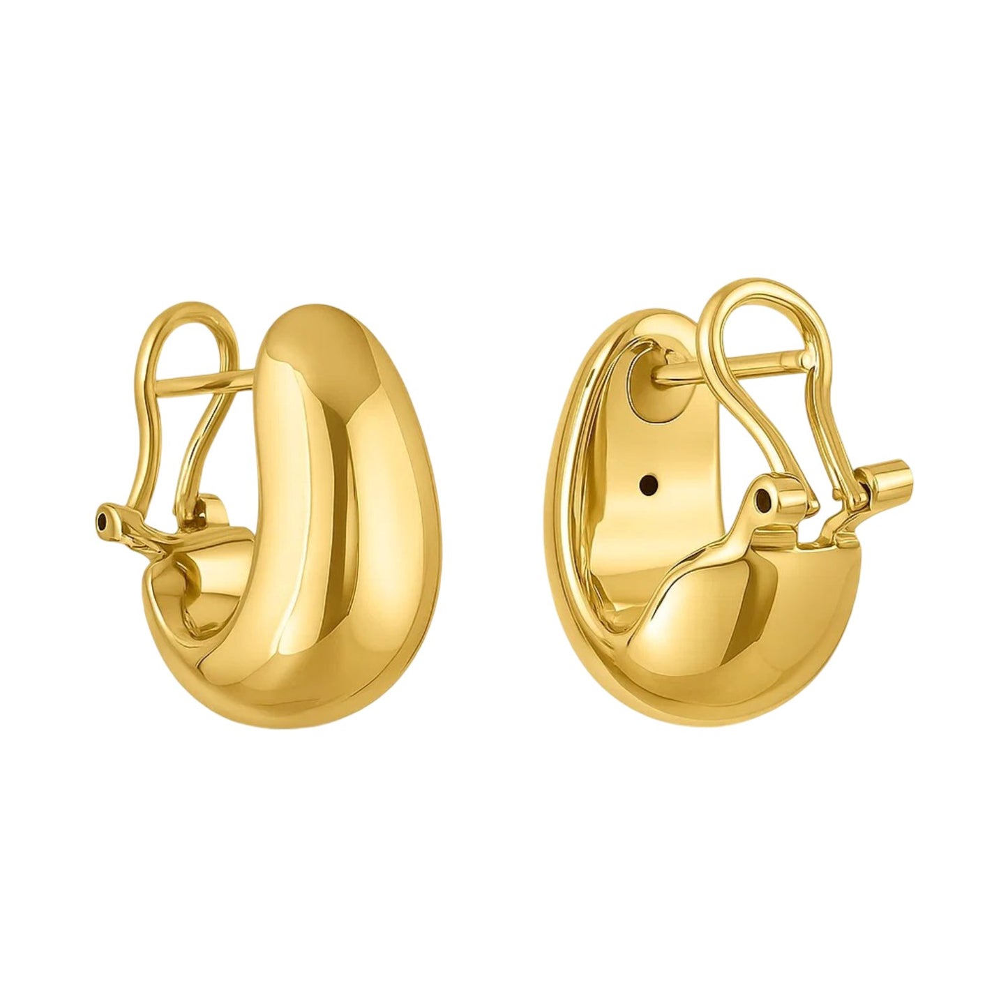 14k Yellow Gold Fancy Omega Hoops