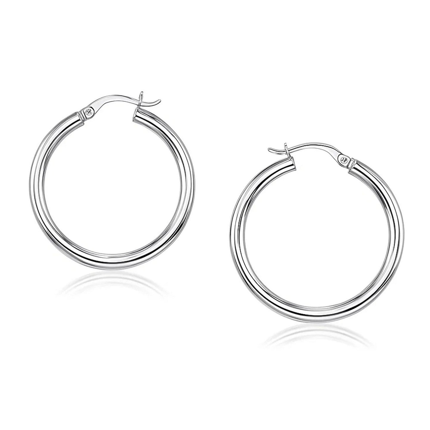 14k White Gold Polished Hoop Earrings (4x40mm)