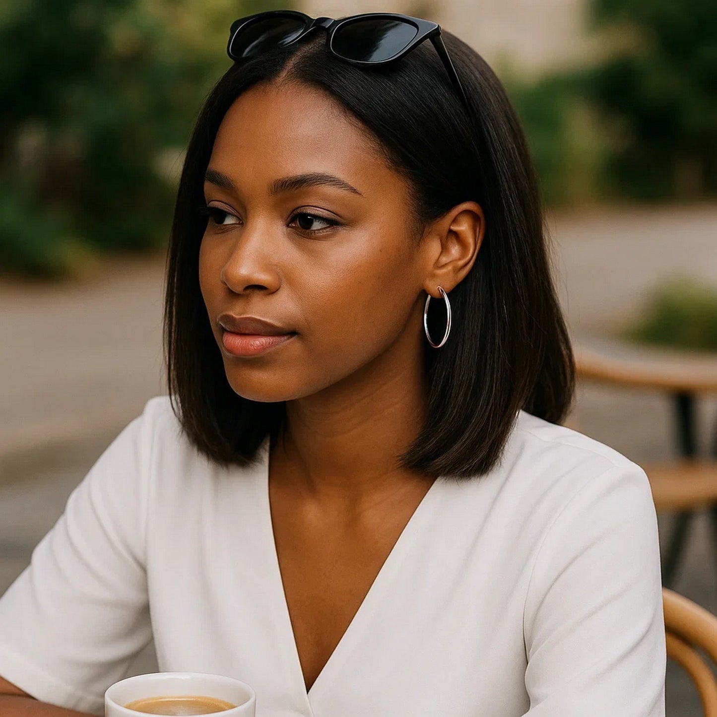 14k White Gold Polished Hoop Earrings (4x40mm)
