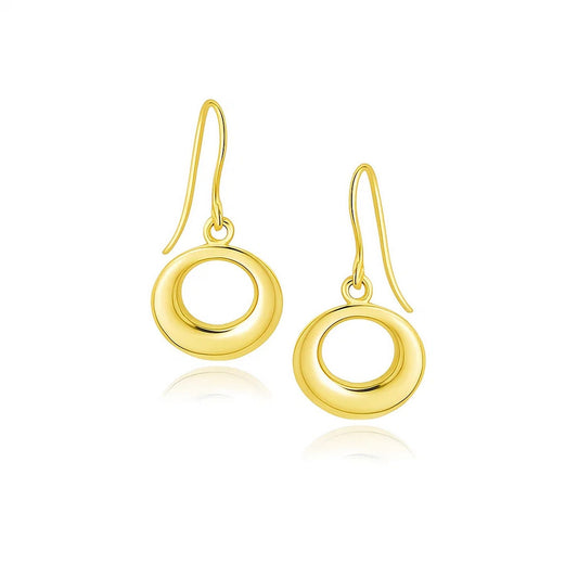14k Yellow Gold Open Circle Dangle Earrings
