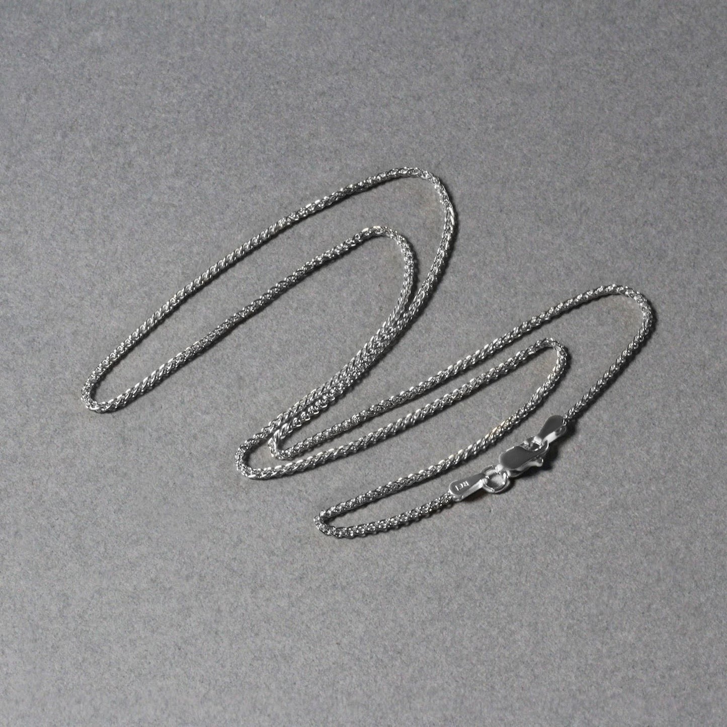 14k White Gold Diamond Cut Round Wheat Chain (1.20 mm)