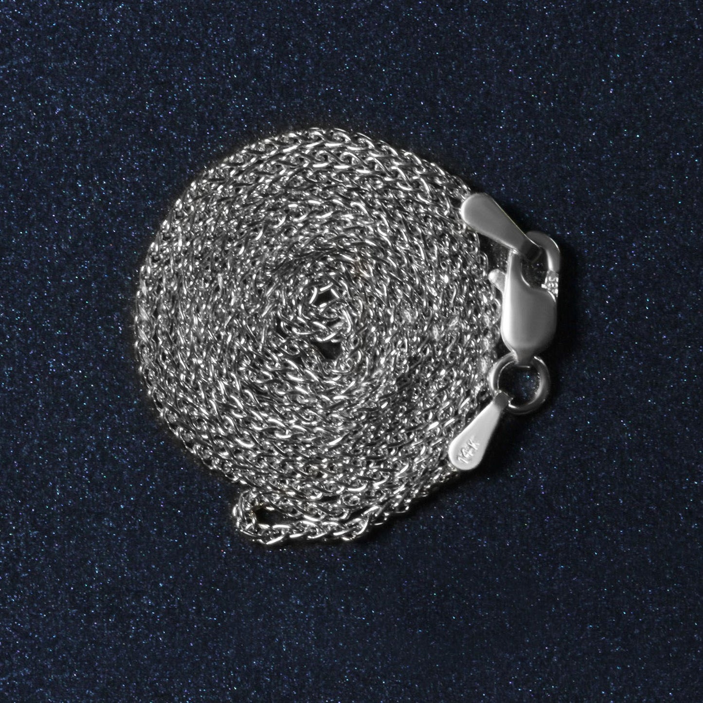 14k White Gold Diamond Cut Round Wheat Chain (1.20 mm)