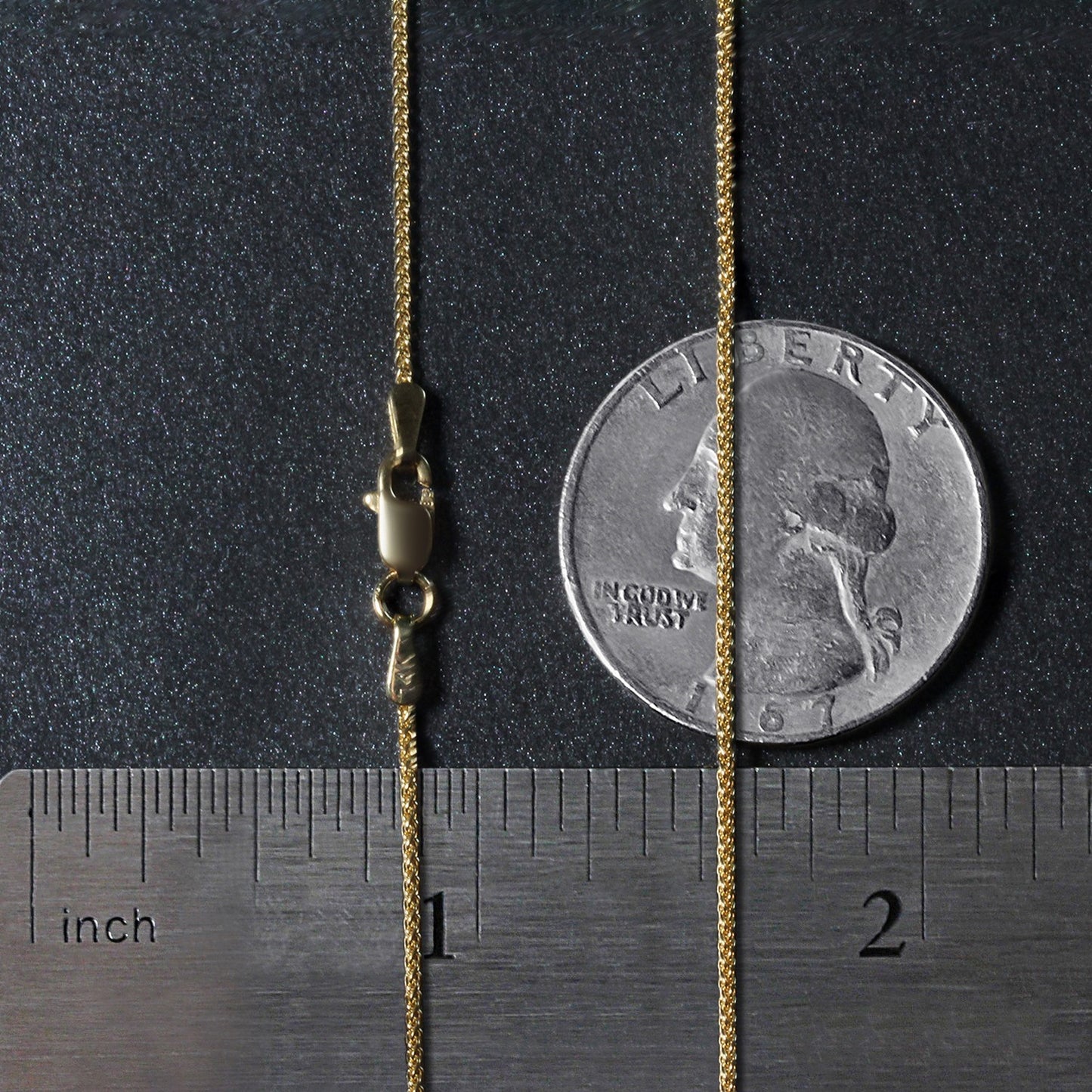 14k Yellow Gold Round Wheat Chain (1.00 mm)