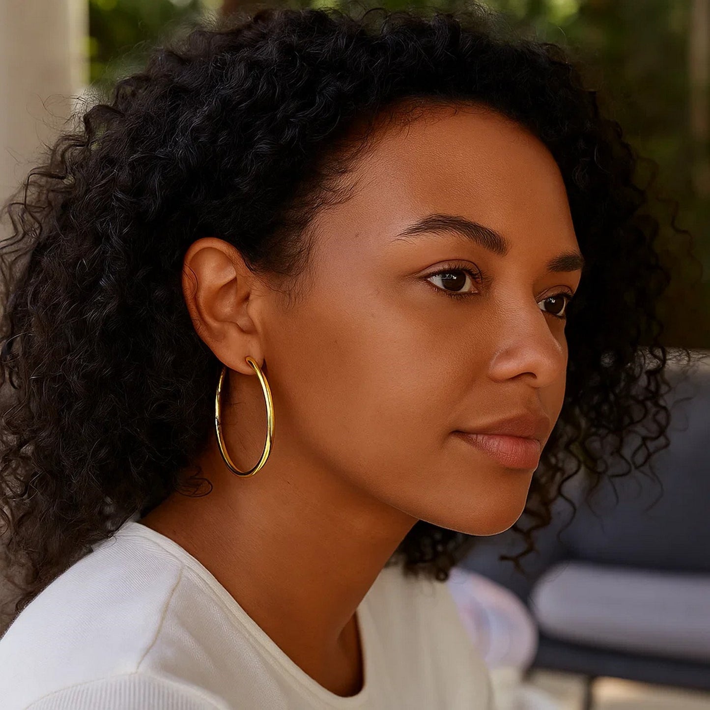 14k Yellow Gold Polished Hoop Earrings (3x50mm)