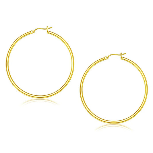 14k Yellow Gold Polished Hoop Earrings (2x45mm)