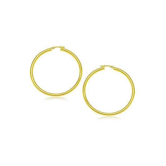 14k Yellow Gold Polished Hoop Earrings (3x20mm)