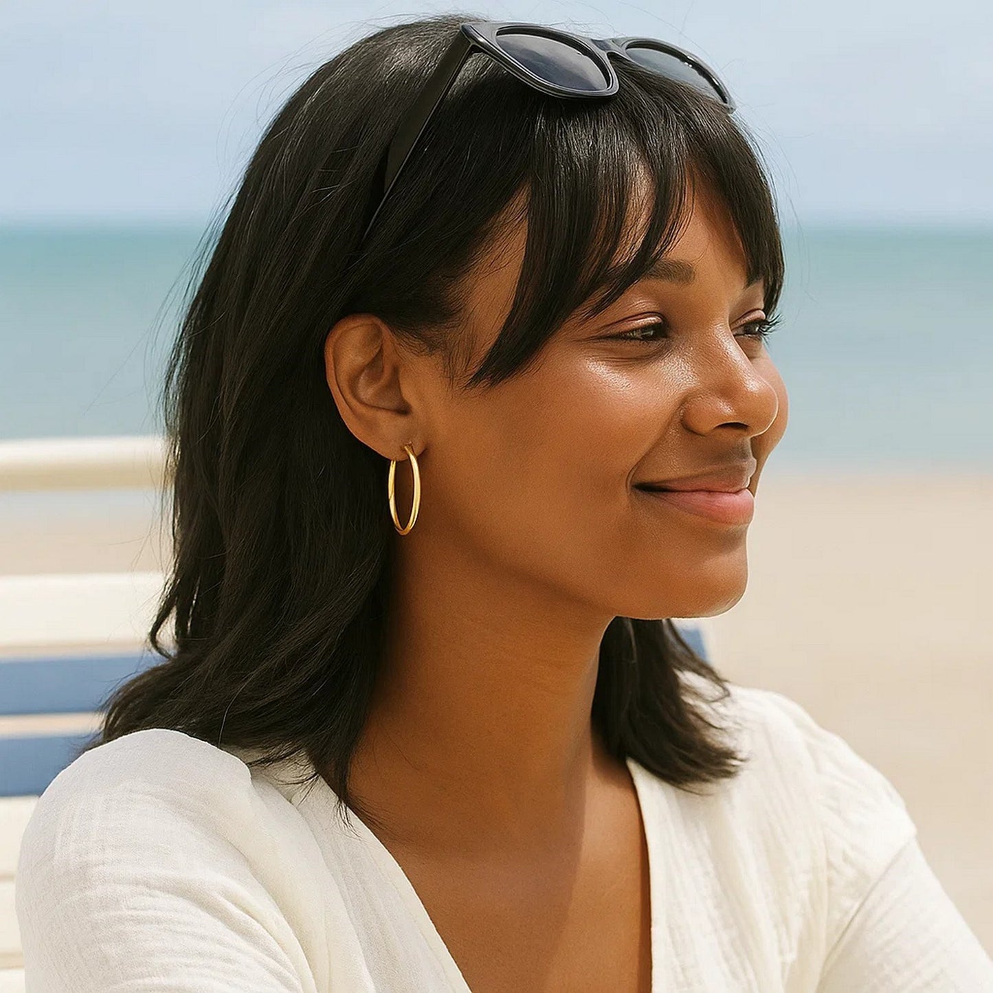 14k Yellow Gold Polished Hoop Earrings (3x20mm)