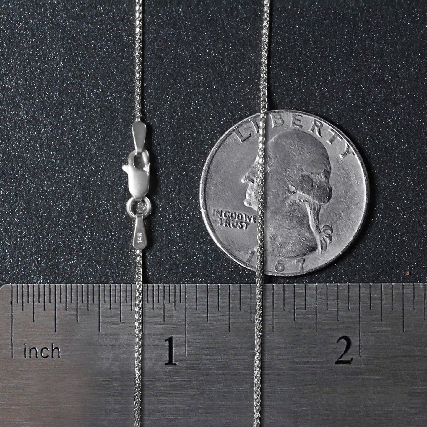 14k White Gold Diamond Cut Round Wheat Chain (1.00 mm)