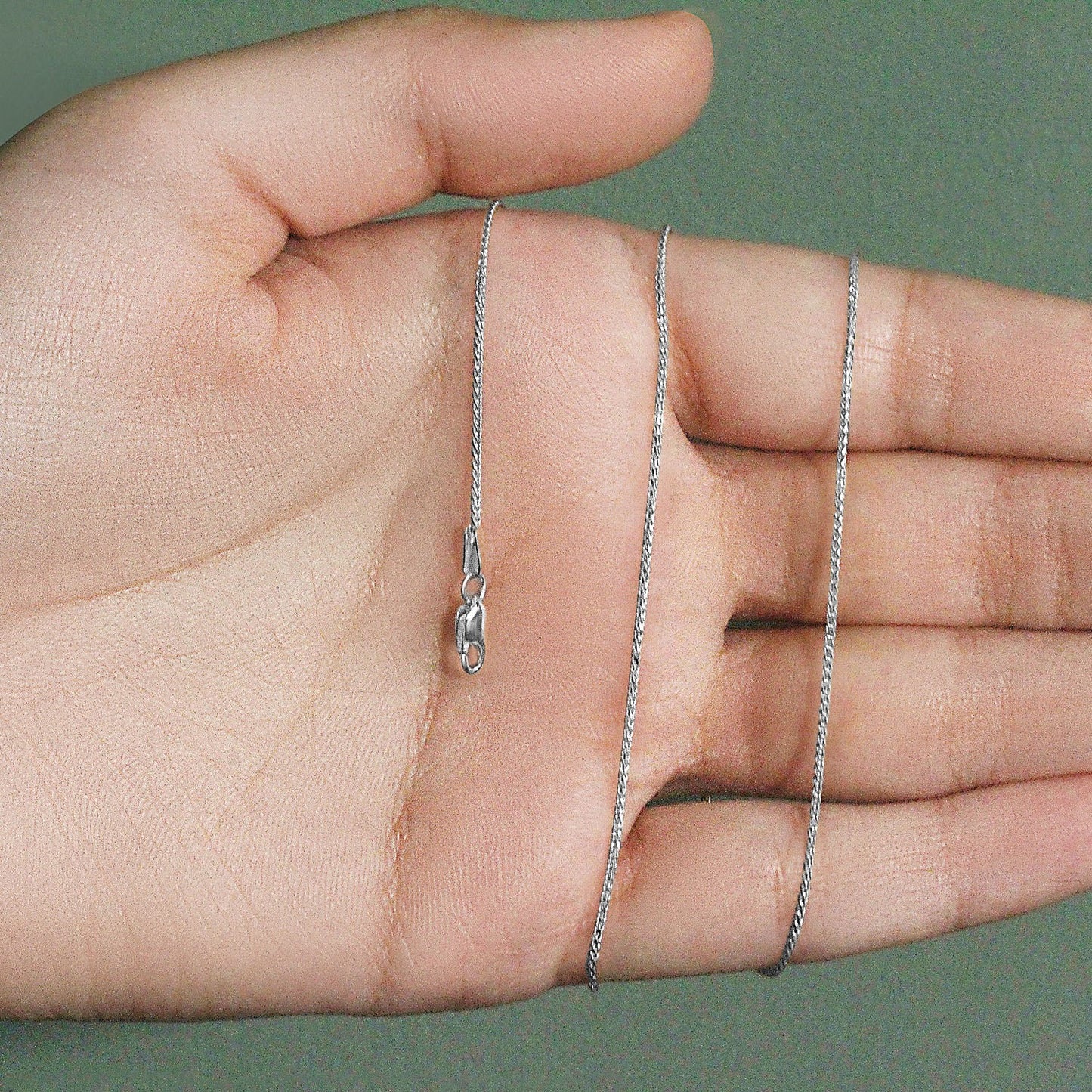 14k White Gold Diamond Cut Round Wheat Chain (1.00 mm)