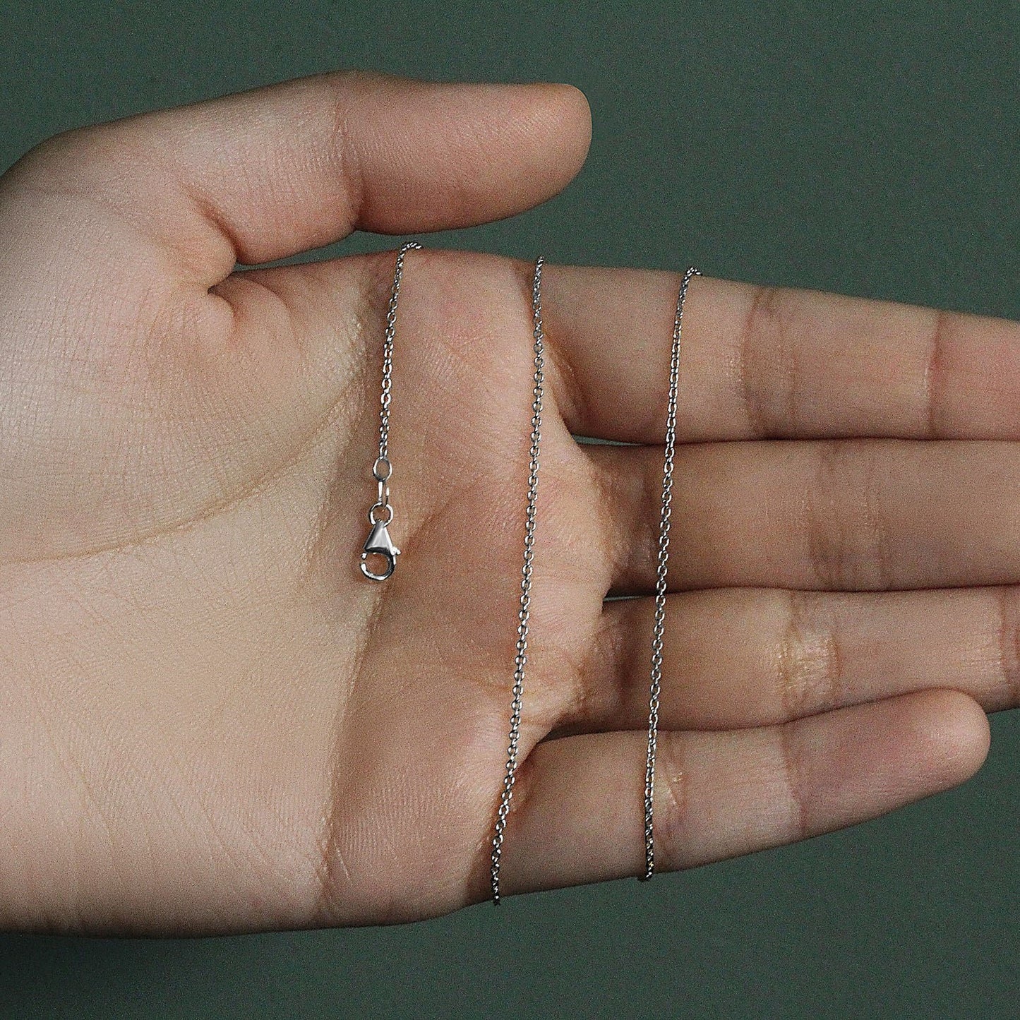 14k White Gold Round Cable Link Chain (1.10 mm)