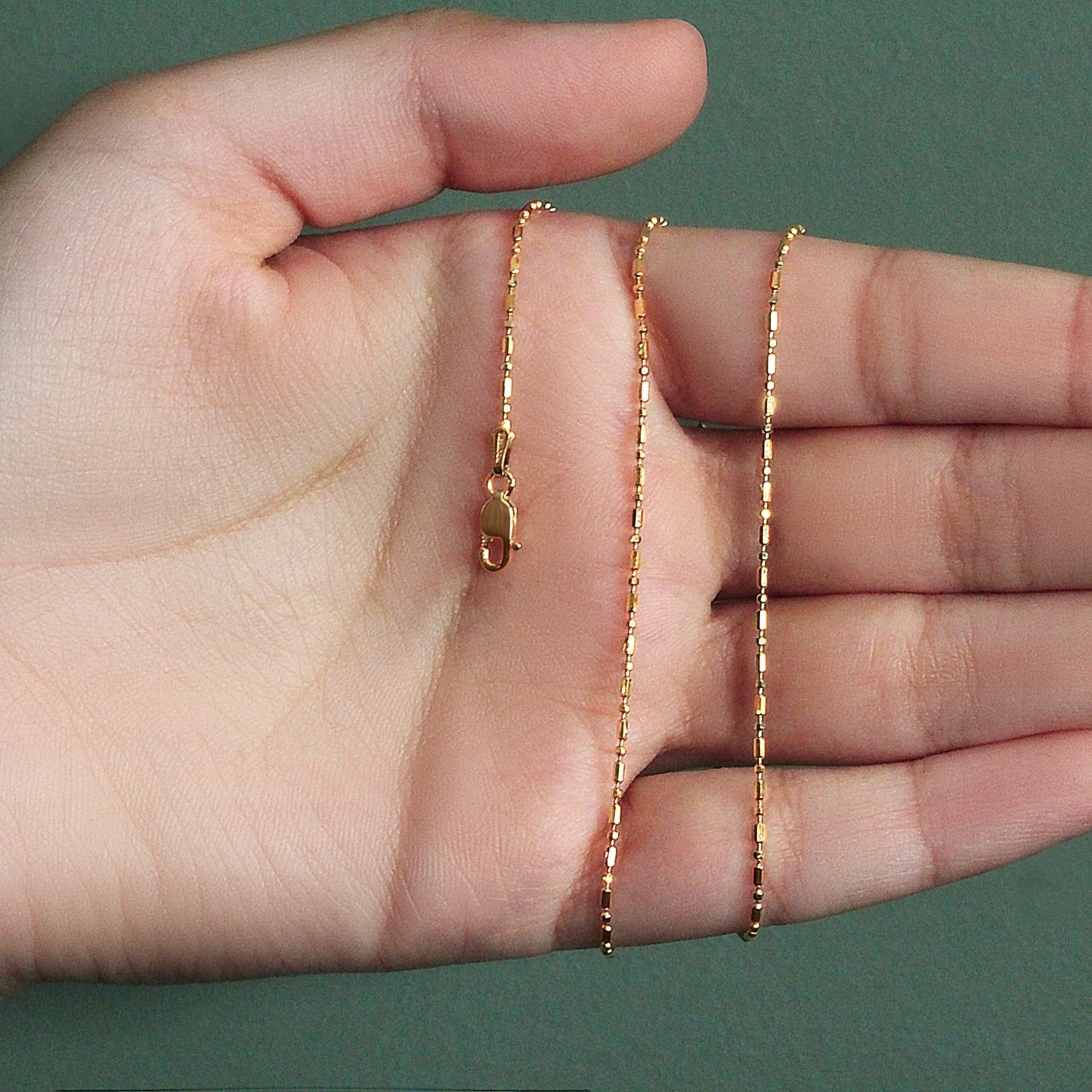 14k Yellow Gold Diamond-Cut Alternating Bead Chain (1.10 mm)