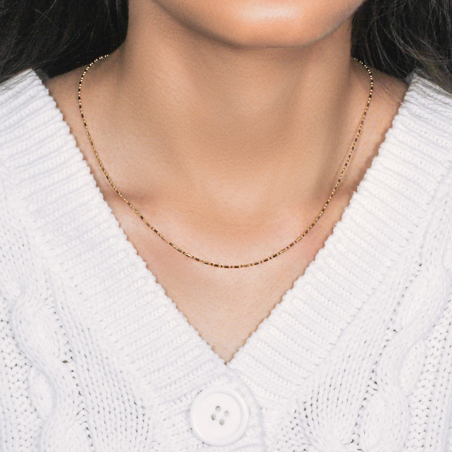 14k Yellow Gold Diamond-Cut Alternating Bead Chain (1.10 mm)