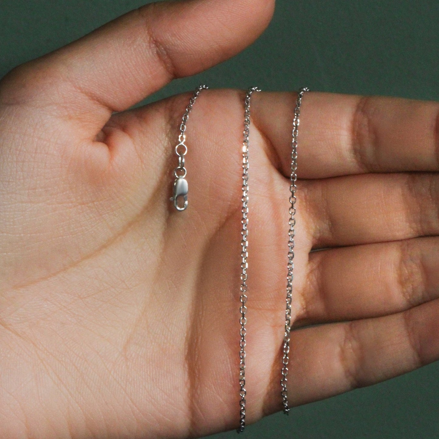 14k White Gold Diamond Cut Cable Link Chain (1.5 mm)