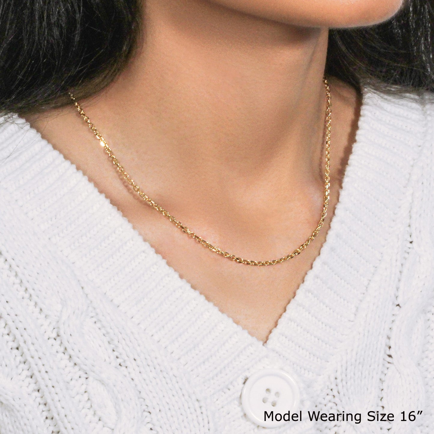 14k Yellow Gold Diamond Cut Cable Link Chain (2.20 mm)