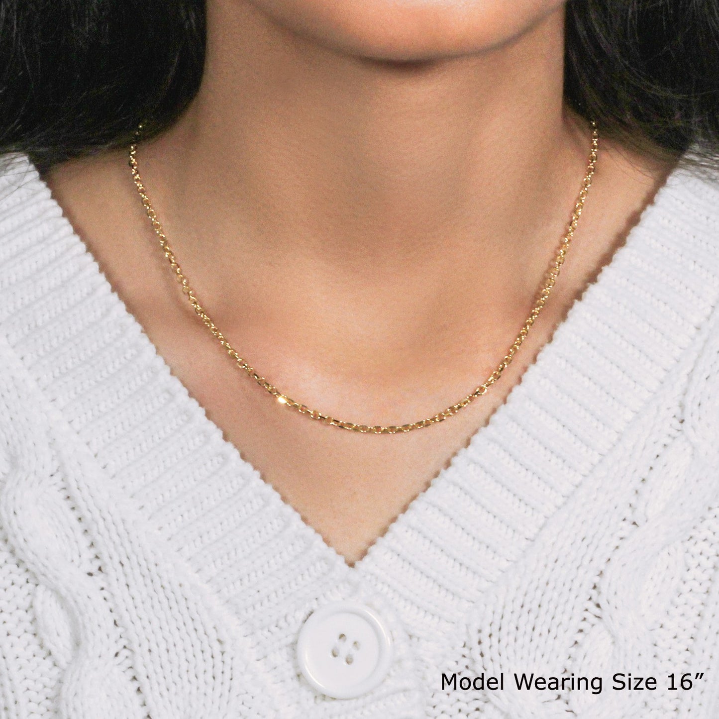 14k Yellow Gold Diamond Cut Cable Link Chain (2.20 mm)