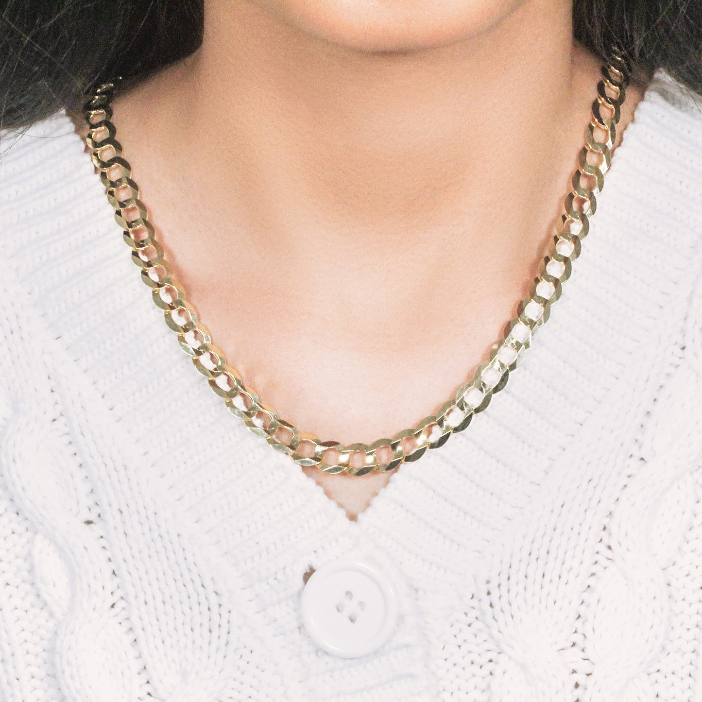 14k Yellow Gold Solid Curb Chain (8.20 mm)