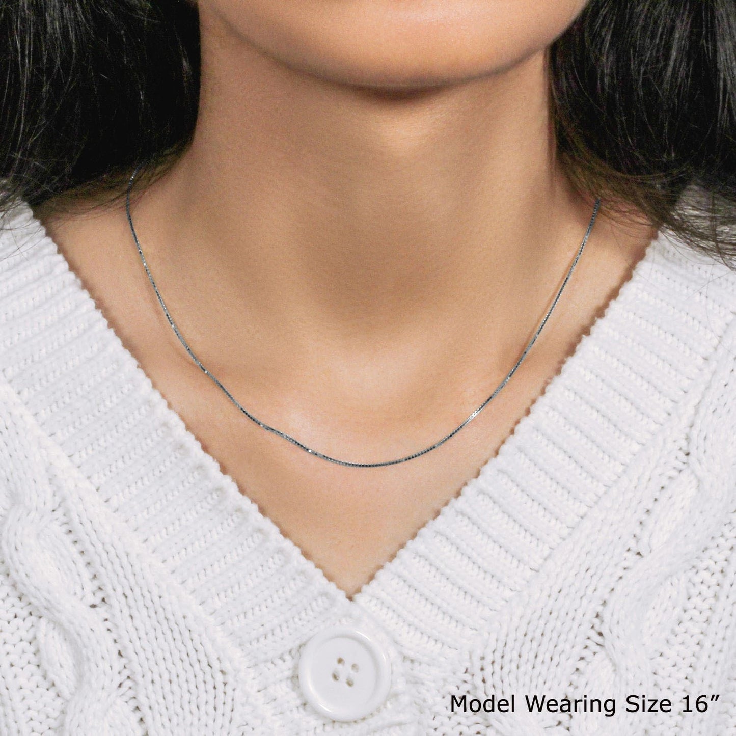 14k White Gold Classic Box Chain (0.75 mm)