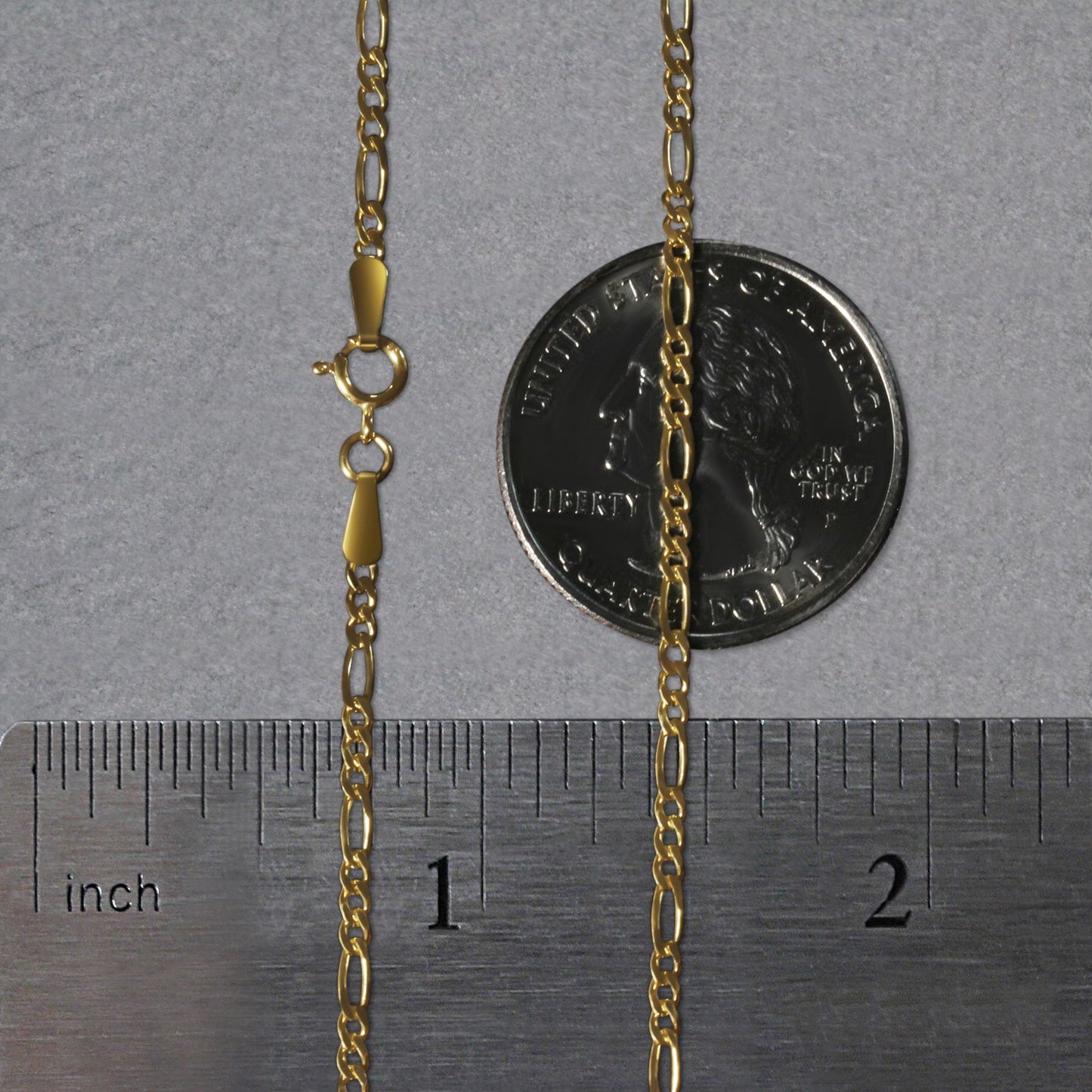 14k Yellow Gold Solid Figaro Chain (1.90 mm)