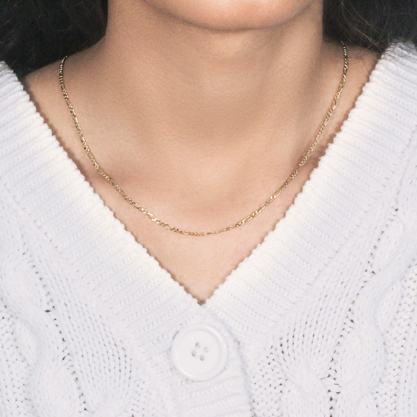 14k Yellow Gold Solid Figaro Chain (1.90 mm)