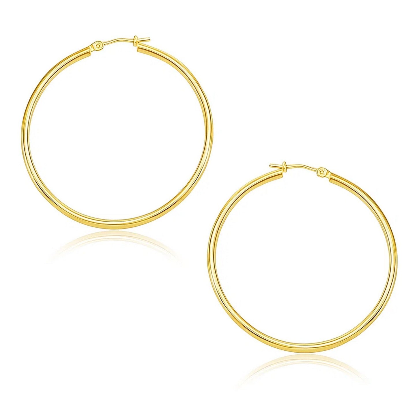 14k Yellow Gold Polished Hoop Earrings (1.5x30mm)