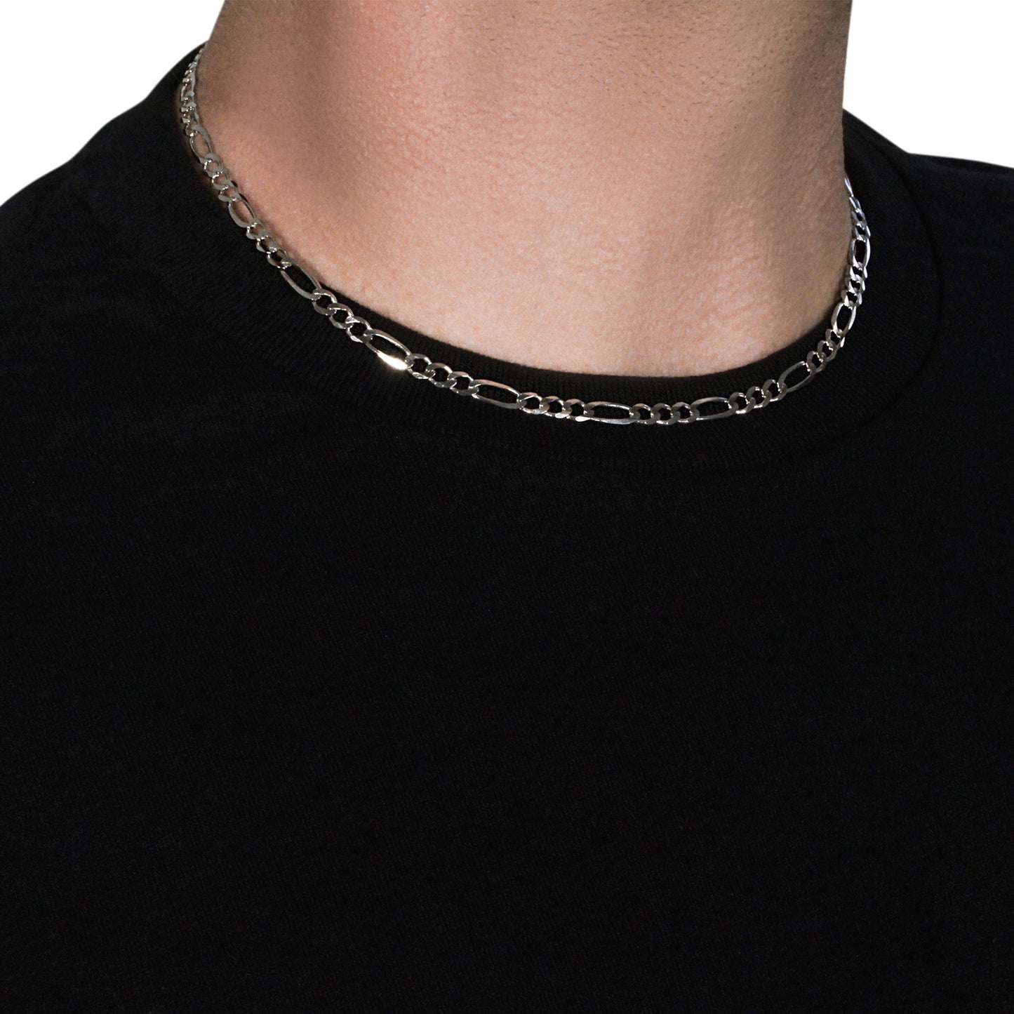 14k White Gold Solid Figaro Chain (4.50 mm)