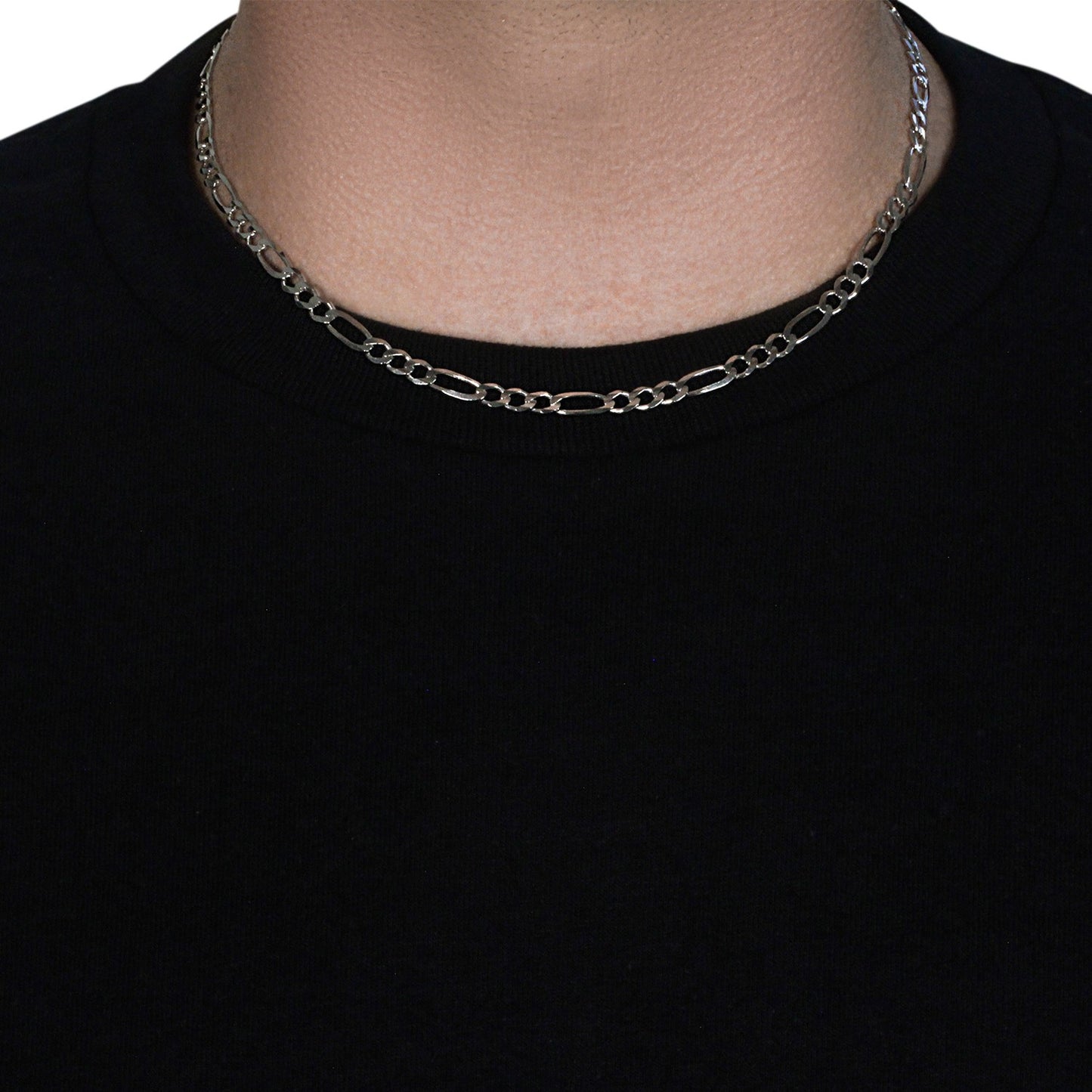 14k White Gold Solid Figaro Chain (4.50 mm)