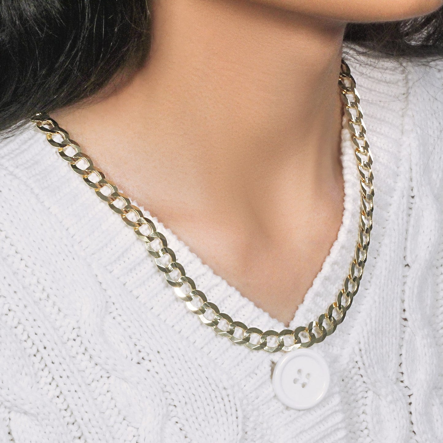 14k Yellow Gold Solid Curb Chain (10.00 mm)