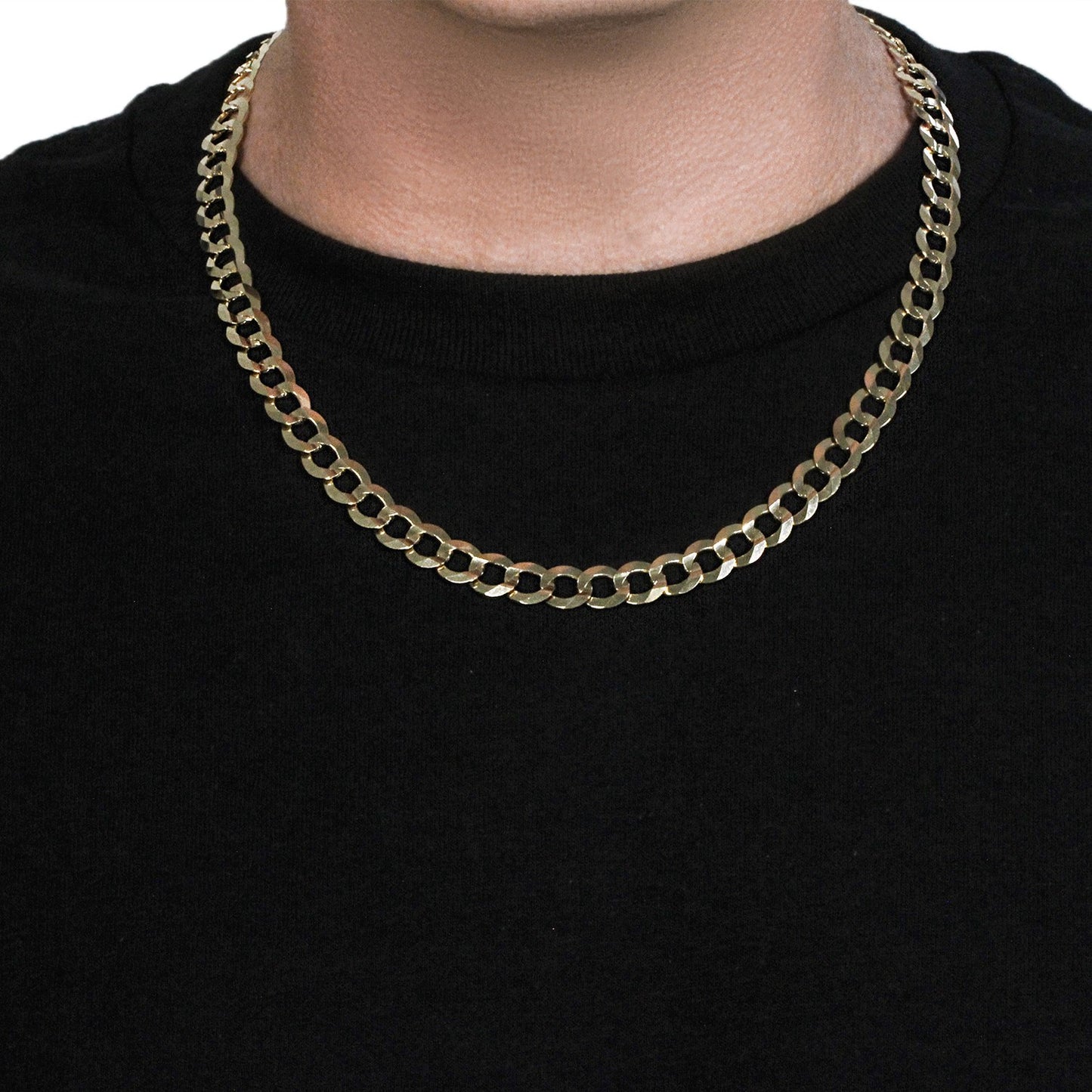 14k Yellow Gold Solid Curb Chain (10.00 mm)