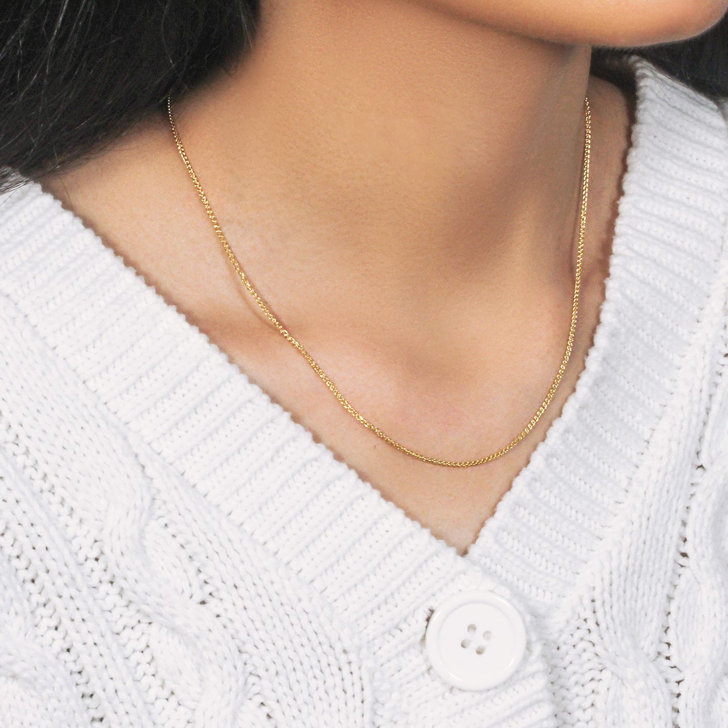 14k Yellow Gold Diamond Cut Round Wheat Chain (1.20 mm)