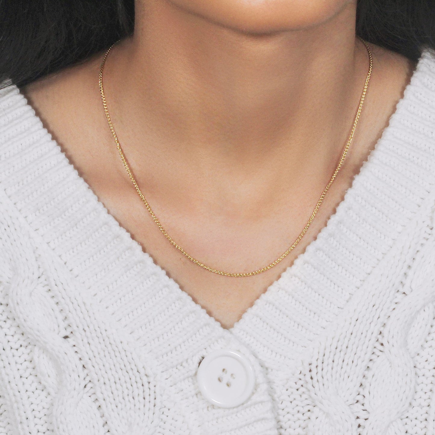 14k Yellow Gold Diamond Cut Round Wheat Chain (1.20 mm)