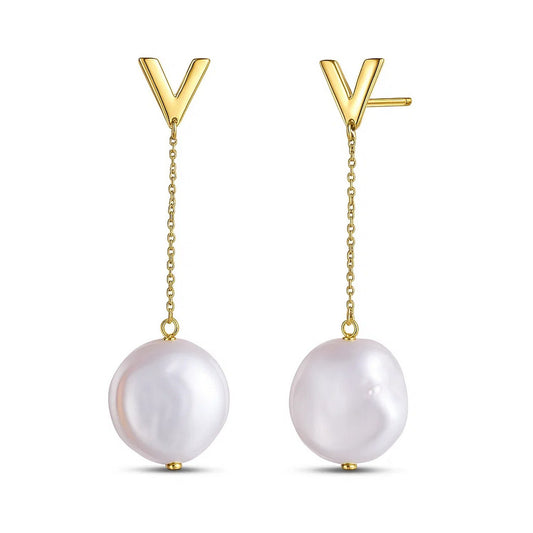 14k Yellow Gold Tesoro Pearl Drop Earrings