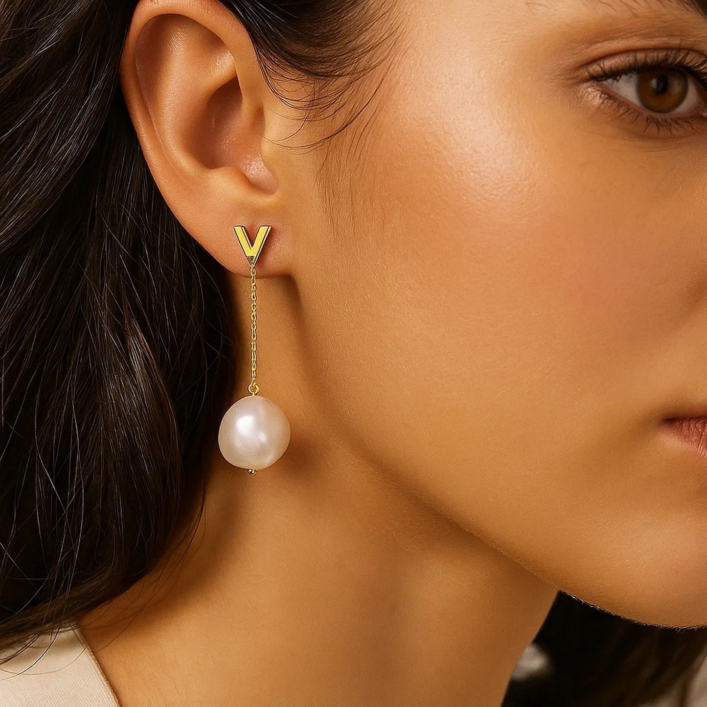 14k Yellow Gold Tesoro Pearl Drop Earrings