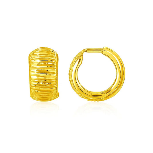 Reversible Textured and Smooth Snuggable Earrings in 10k Yellow Gold