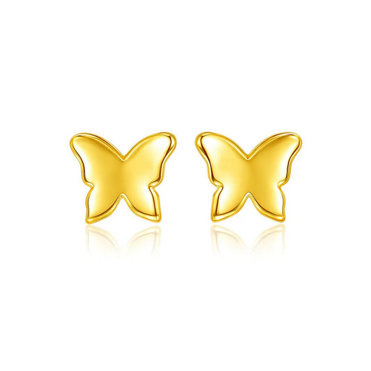 14k Yellow Gold Polished Butterfly Earrings
