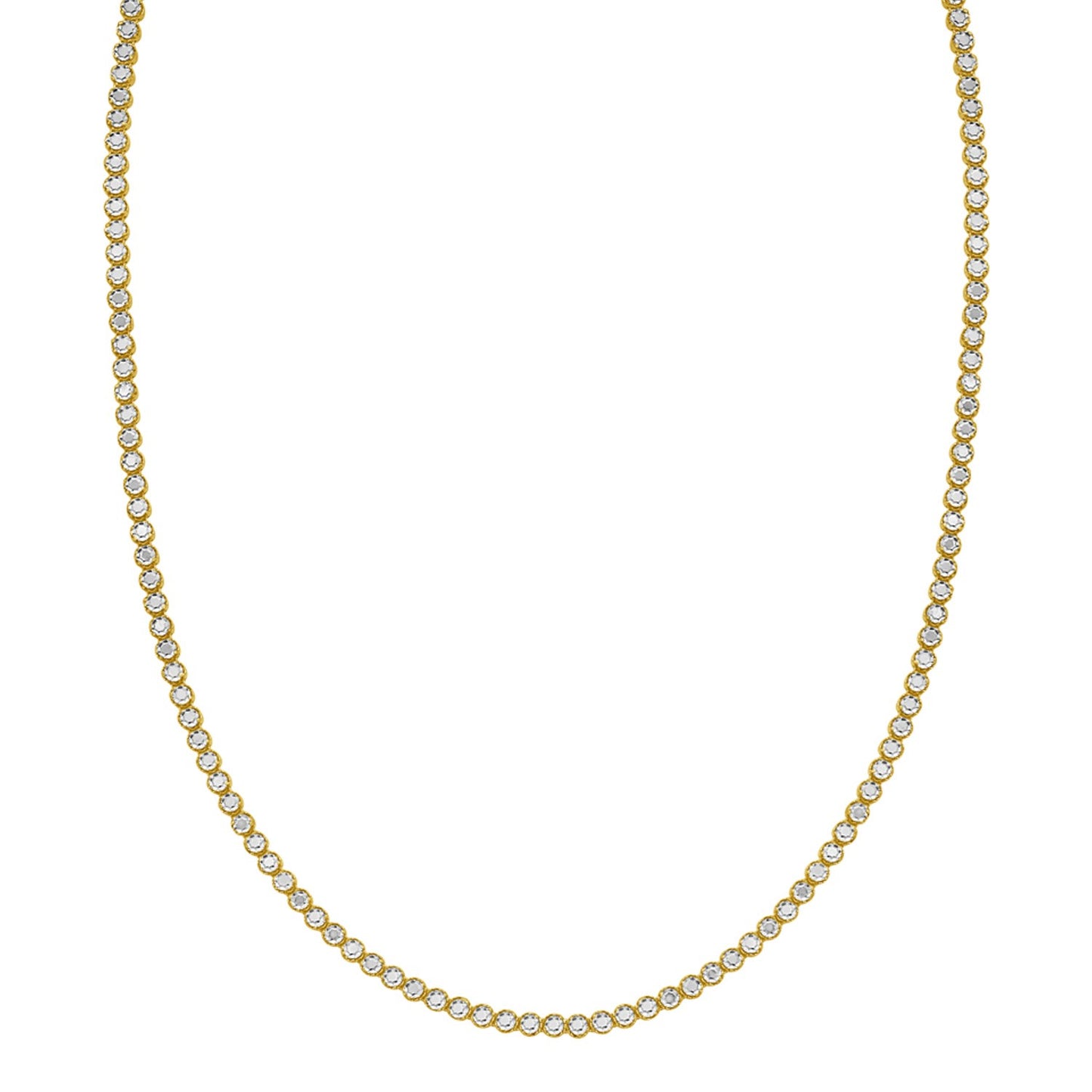 14K Two Tone Gold Diamon Oro Tennis Necklace (2.40 mm)