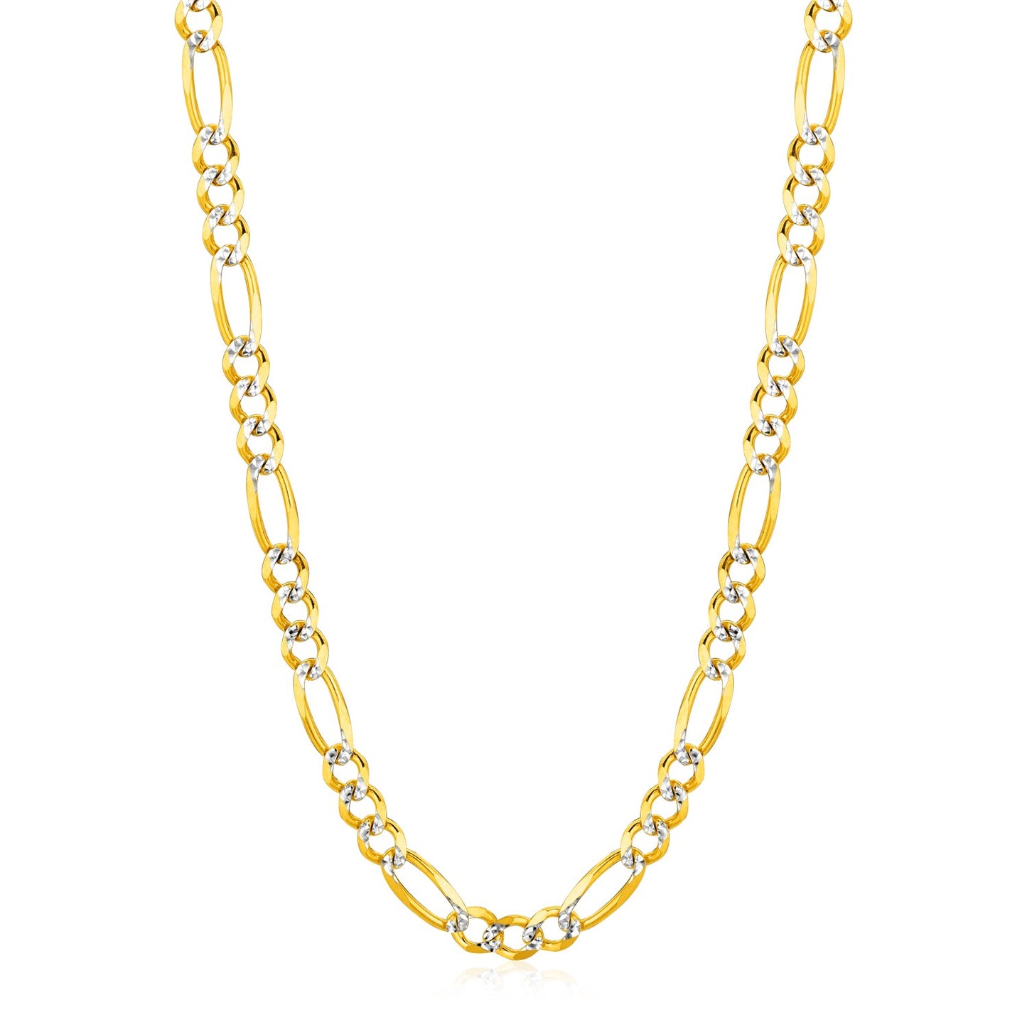 14K Yellow Gold Solid Pave Figaro Chain (5.90 mm)