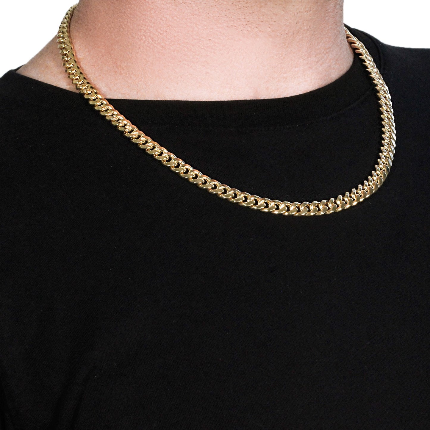 7.25mm 10k Yellow Gold Semi Solid Miami Cuban Chain