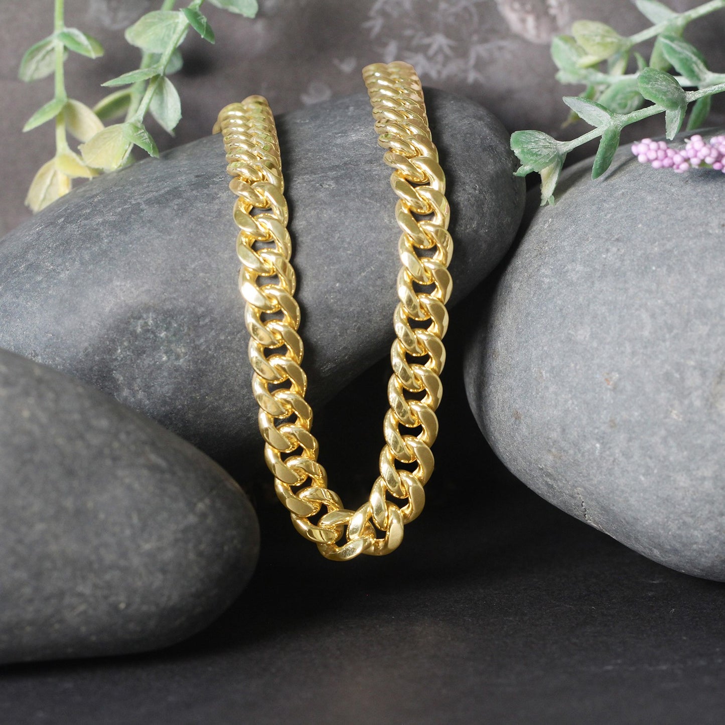 7.25mm 10k Yellow Gold Semi Solid Miami Cuban Chain