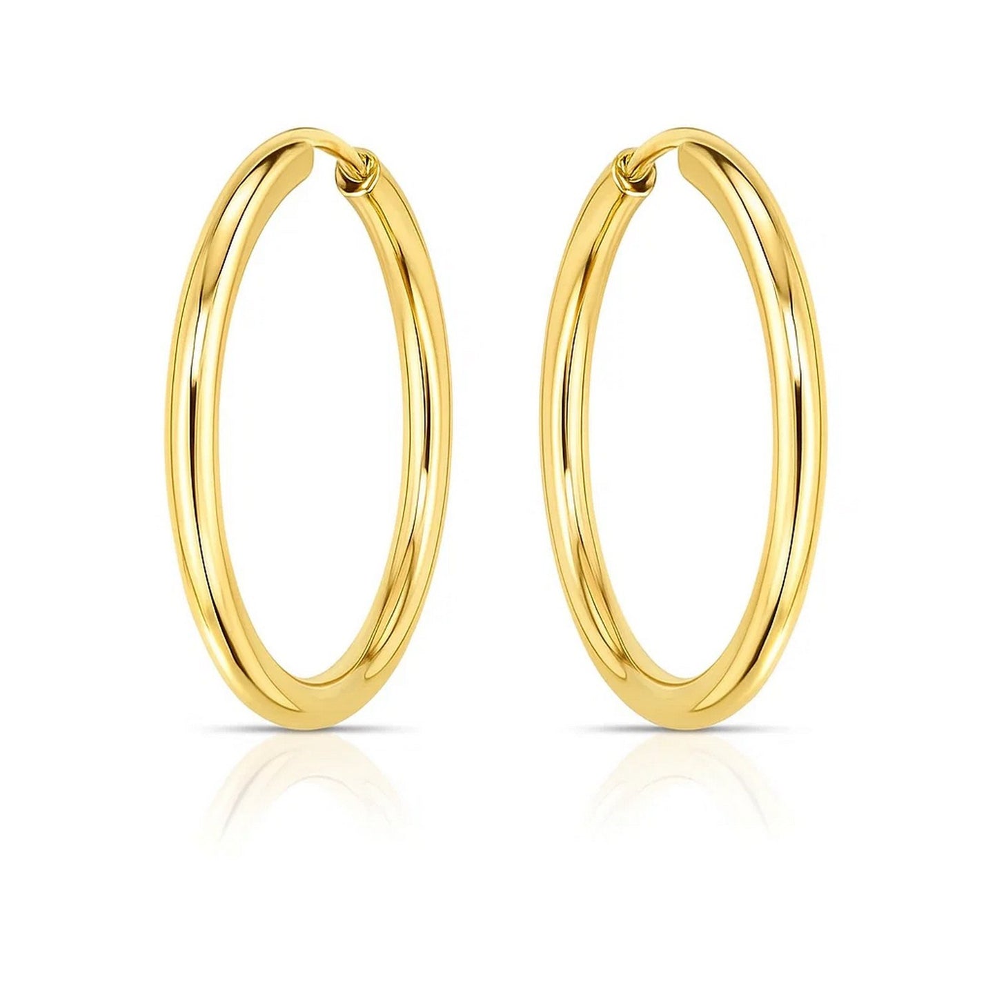 14k Yellow Gold Endless Round Hoop Earrings(2x21mm)