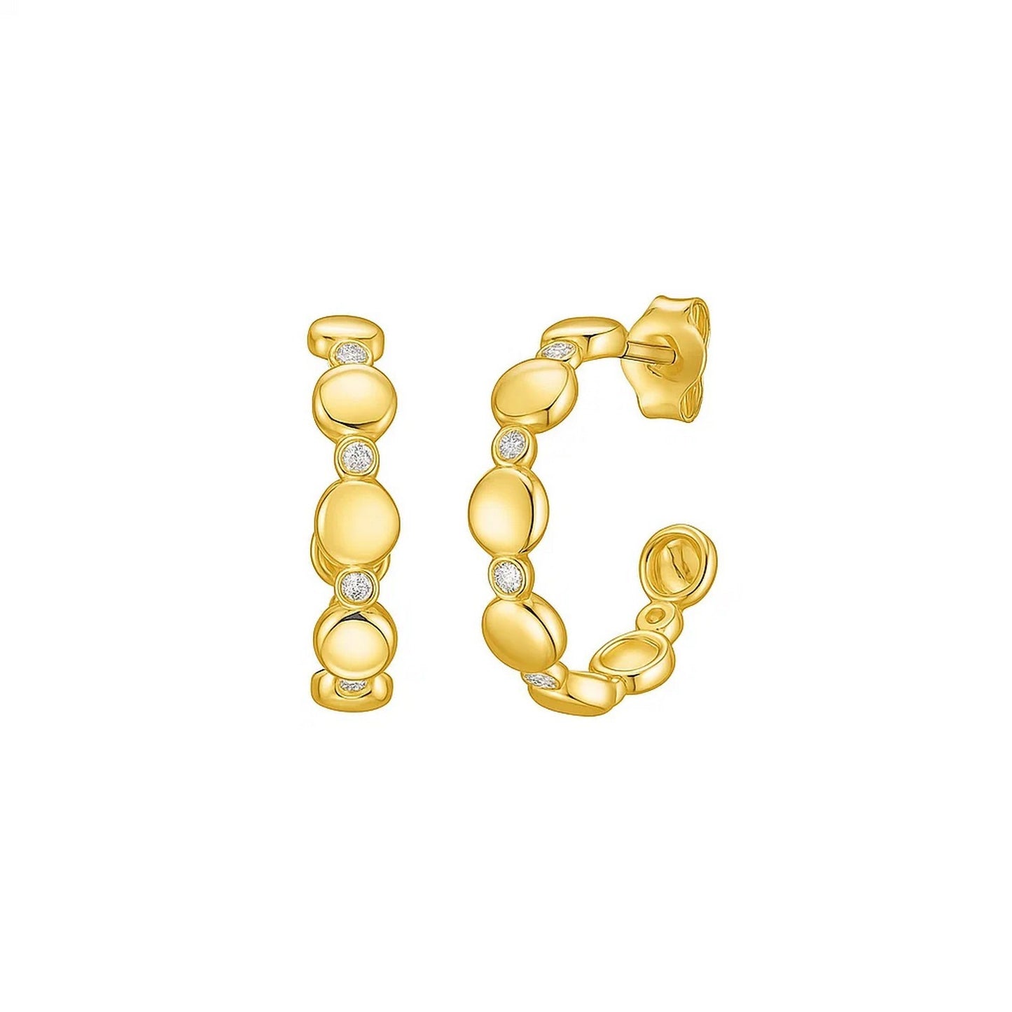 14K Yellow Gold Polished Hoop Earrings