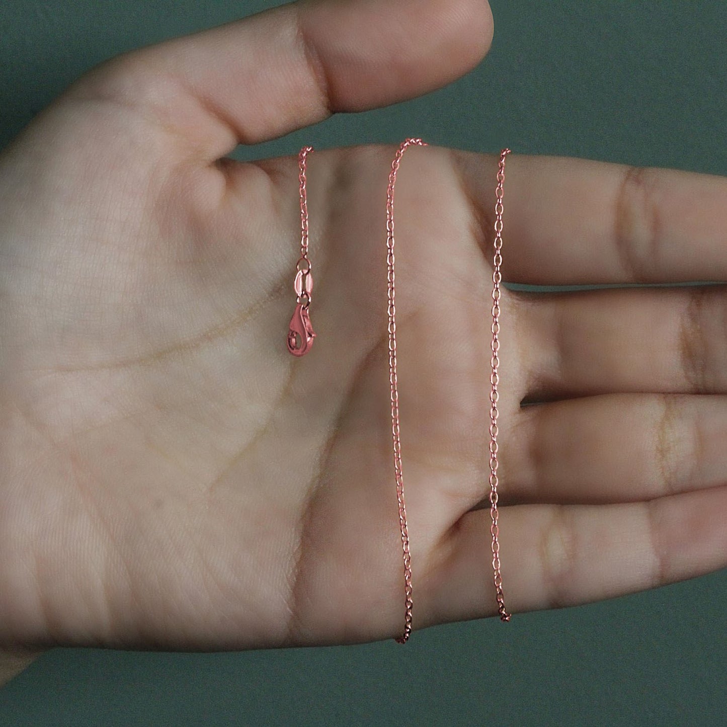 18k Rose Gold Round Oval Link Chain (1.50 mm)