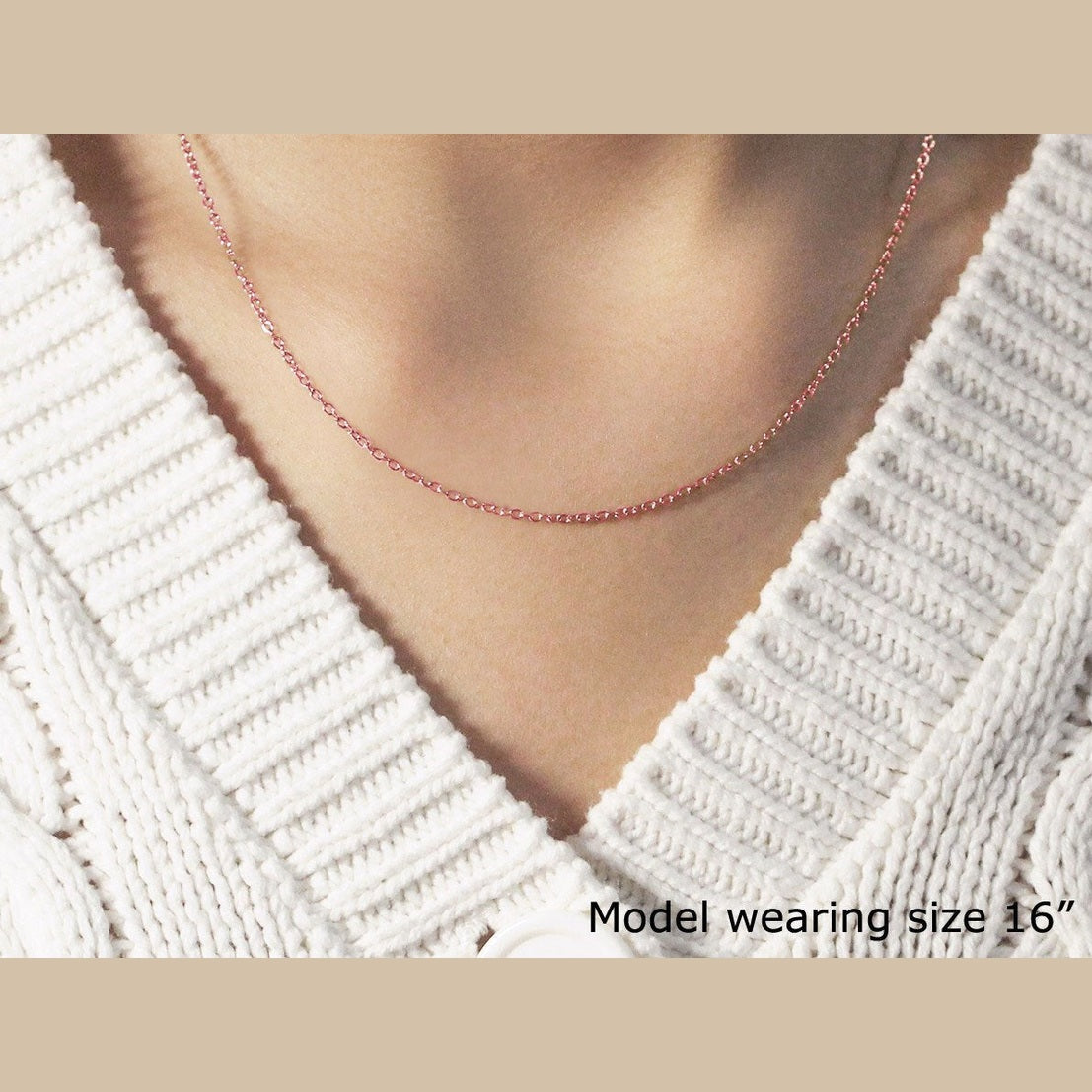 18k Rose Gold Round Oval Link Chain (1.50 mm)