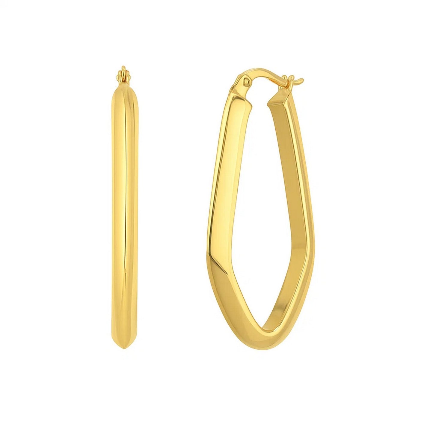 Geometric Oval Hoop Earrings in 10K Yellow Gold