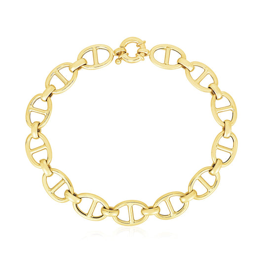 14k Yellow Gold High Polish Mariner Link Bracelet (8.80 mm)