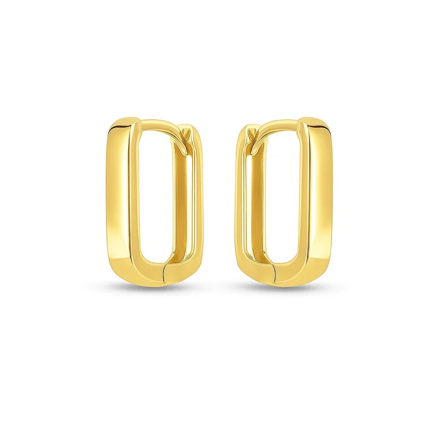 14k Yellow Gold Small Square Huggie Hoops